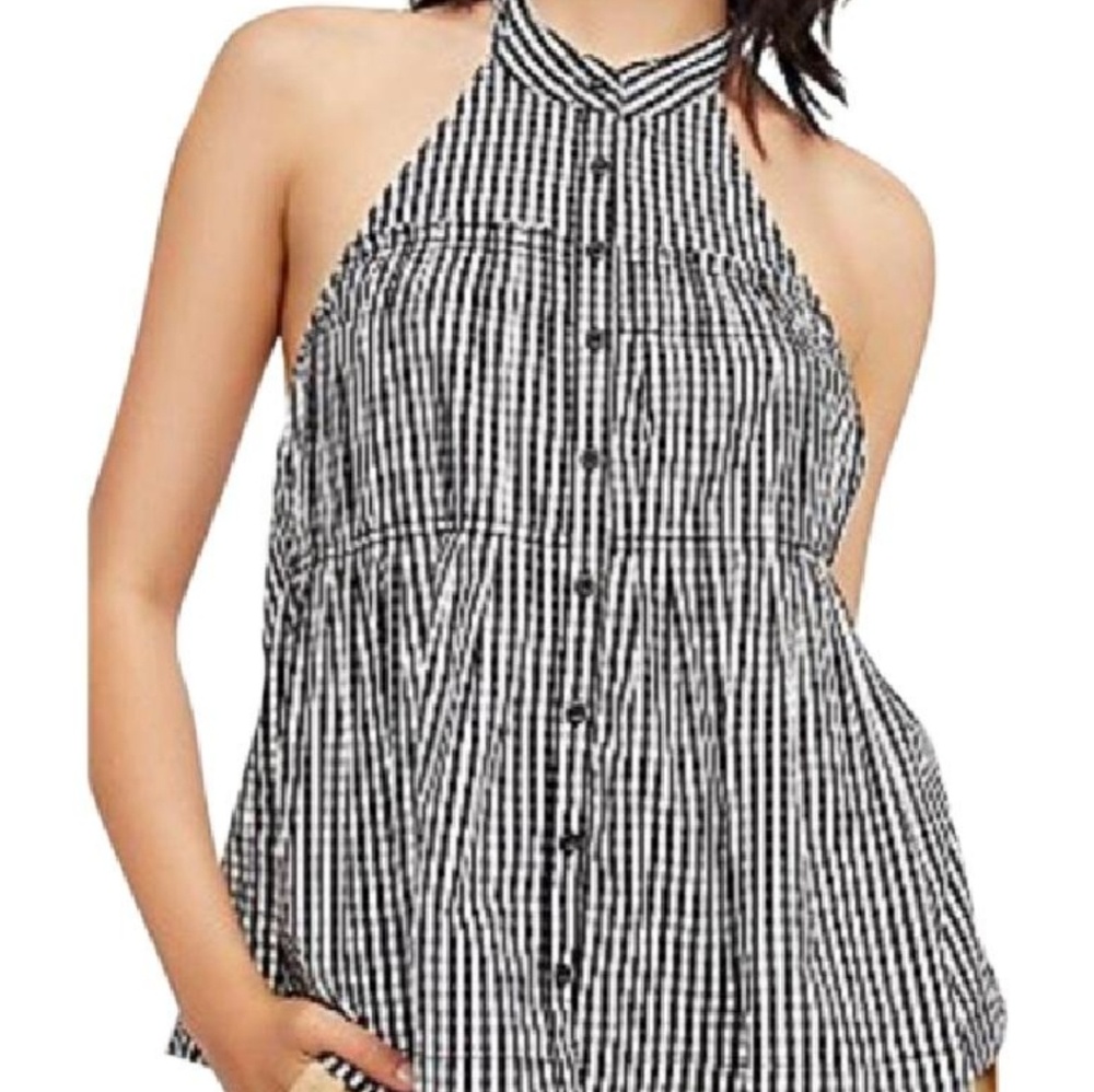 NWOT Free People Gingham halter top